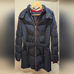 Navy Blue Tommy Hilfiger Puffer Coat with Hood